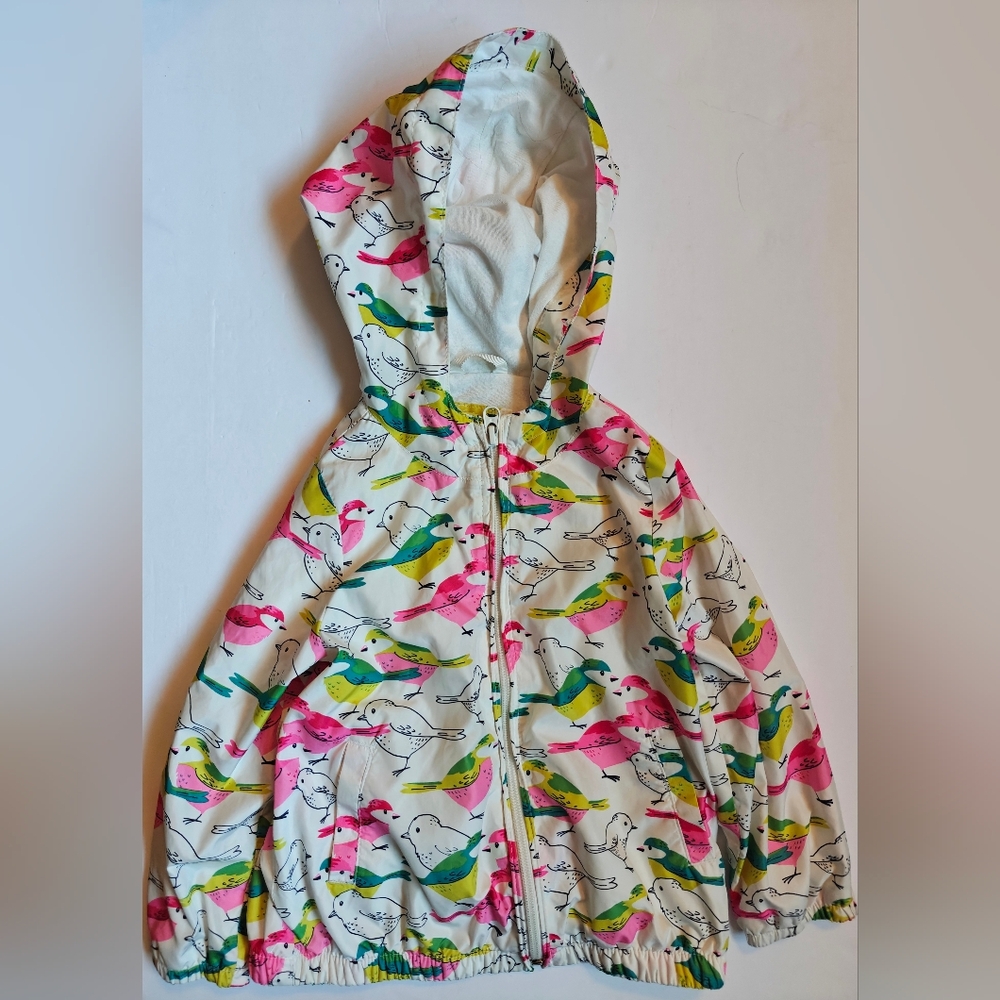 Baby Gap Kids Windbreaker Jacket Colorful Bird Print Toddler Size 4